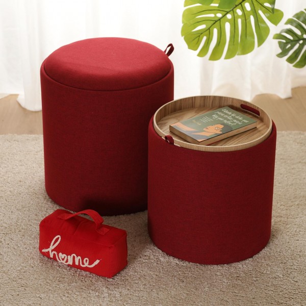 Pouf set 2 con Vassoio
